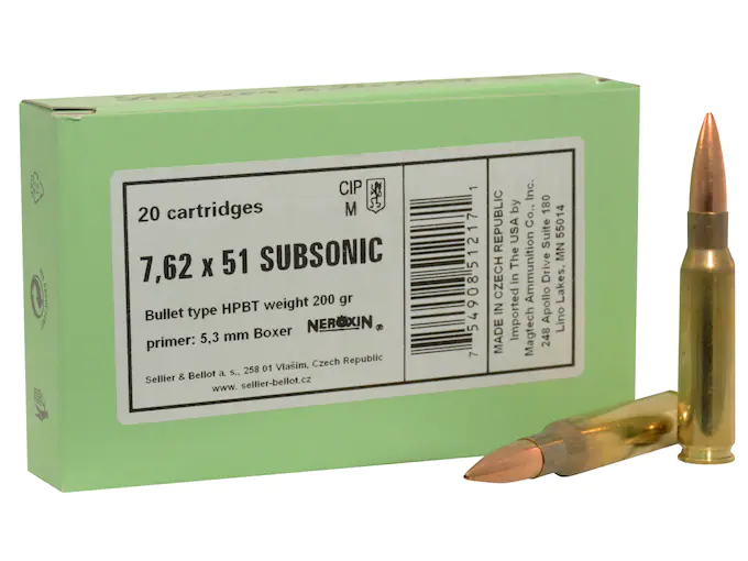 Sellier-Bellot-Ammunition-308-Winchester-Subsonic-200-Grain-Sierra-Matchking-Hollow-Point-Boat-Tail-Box-of-20-